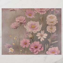 Dusky Rosa Vintage Blommigt Scrapbook Papper