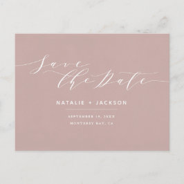 Dusky rosa + vit elegant bröllop sparar datumet vykort