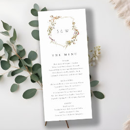 Dusky Rosa Wildblomme Vapensköld Bröllop Menu Inbjudningar