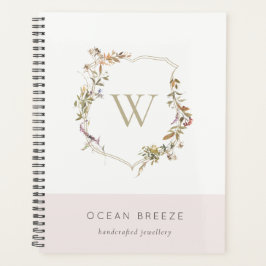 Dusky Rosa Wildblomme Vapensköld Monogram