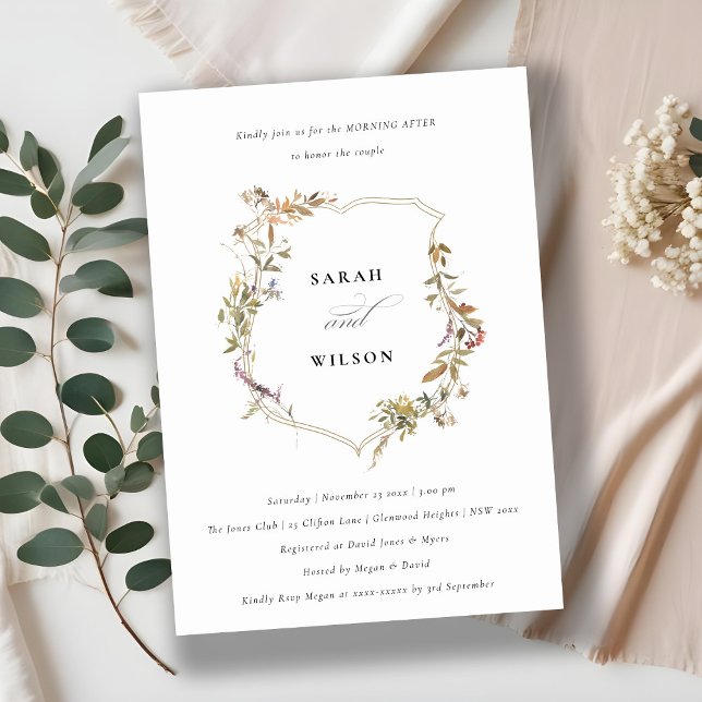 Dusky Rosa  Wildblomme Vapensköld Morgon After Inbjudningar (Skapare uppladdad)