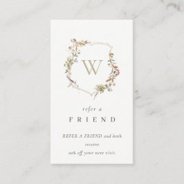 Dusky Rosa Wildblommonogram Vapensköld Refer Frien Visitkort