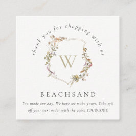 Dusky Rosa Wildbloms Vapensköld Tack för köp Fyrkantigt Visitkort