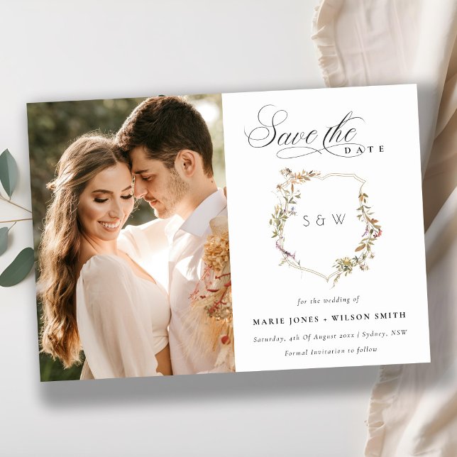 Dusky Rosa  WildblomVapensköld Photo Bröllop Spara Datumet (Skapare uppladdad)