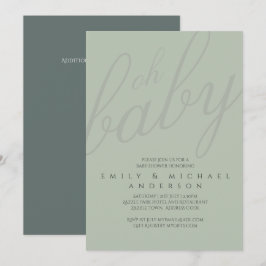 Dusky Sage Typography Baby Shower Gender Reveal Inbjudningar