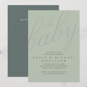 Dusky Sage Typography Baby Shower Gender Reveal Inbjudningar