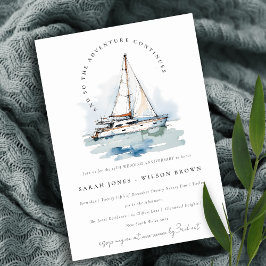 Dusky Sailboat Yacht Sjölandskap Bröllop-årsdagen Inbjudningar