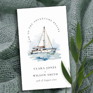 Dusky Sailboat Yacht Sjölandskap Bröllop webbplats Tilläggskort
