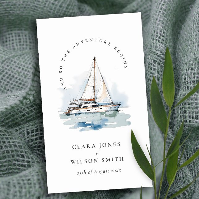 Dusky Sailboat Yacht Sjölandskap Bröllop webbplats Tilläggskort (Skapare uppladdad)