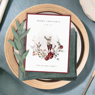 Dusky Stag Marsala Foliage Wandan God jul Helg Vykort