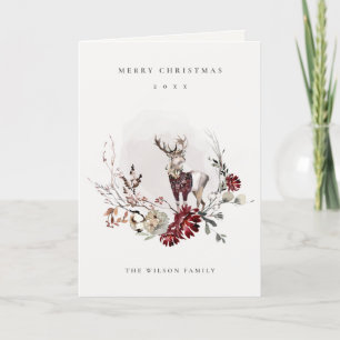 Dusky Stag Marsala Foliage Wandan God jul Helgkort