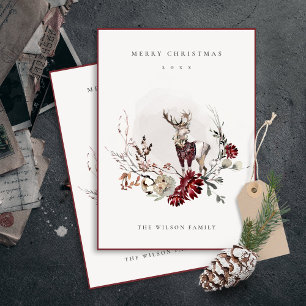 Dusky Stag Marsala Foliage Wandan God jul Julkort