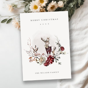 Dusky Stag Marsala Foliage Wandan God jul Julkort