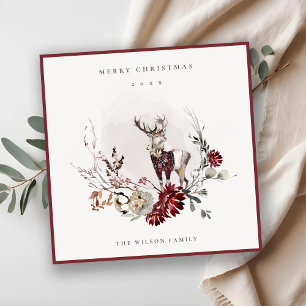 Dusky Stag Marsala Foliage Wandan God jul Julkort