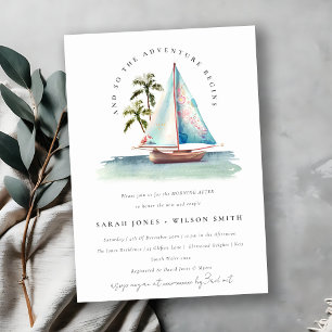 Dusky Teal Sailboat Handflatan Sjölandskap God mor Inbjudningar