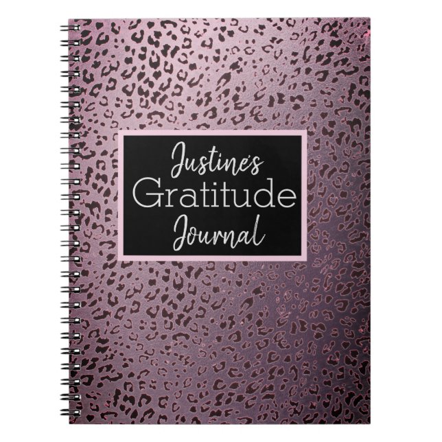 Dusky Violet Leopard Gratitude Journal Anteckningsbok (Framsidan)