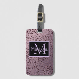 Dusky Violet Leopard Monogram Bagagebricka