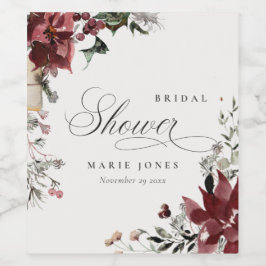 Dusky Warm Winter Festive Foliage Möhippa Vinflaska Etikett