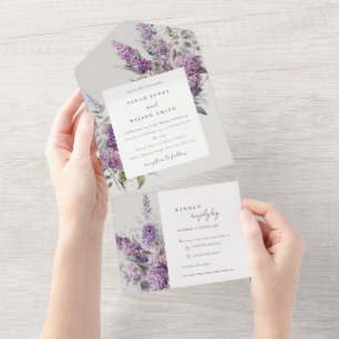 Dusky Watercolor Lilac Cottage Blommigt Bröllop