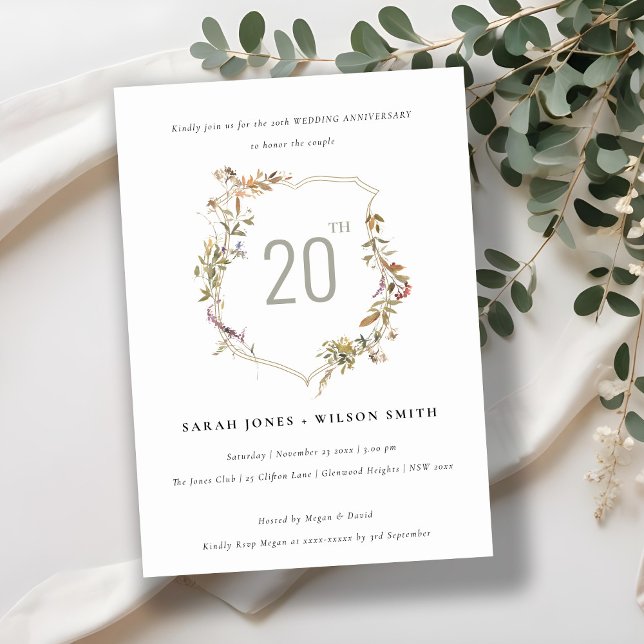 Dusky  Wildblomme Vapensköld Bröllop-årsdagen Inbjudningar (Skapare uppladdad)