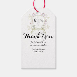 Dusky WildblommMonogram Vapensköld Bröllop Presentetikett