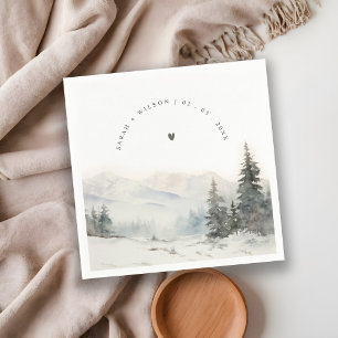 Dusky Winter-berget Snö i Bröllop Pappersservett