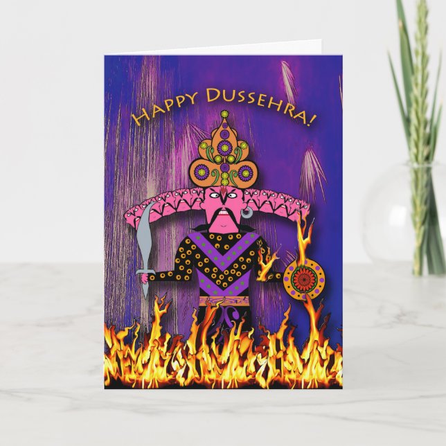 Dussehra Greeting Card, Demon Kung Ravana Kort (Framsida)