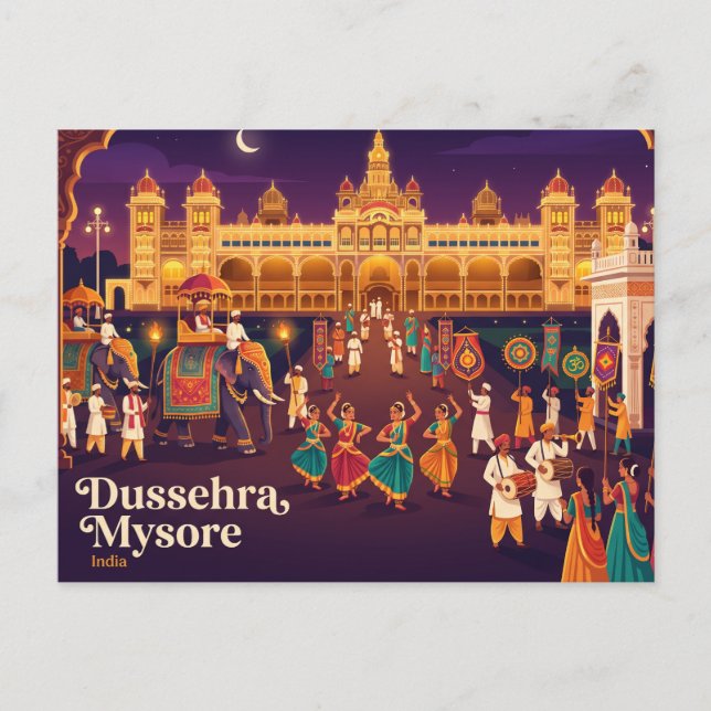 Dussehra Mysore Indien Vykort (Framsida)