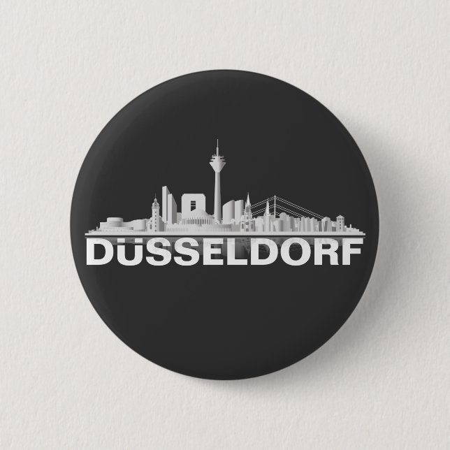 Düsseldorf City Skyline Button / Pin / Anstecker Knapp (Framsida)