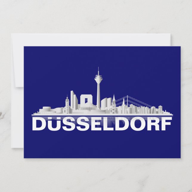 Düsseldorf City Skyline Klappkarte / Einladung Inbjudningar (Framsida)