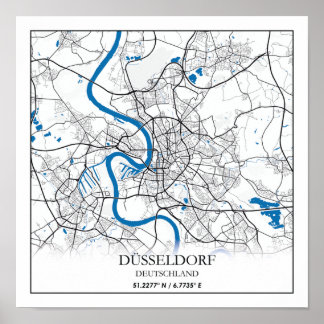 Dusseldorf Deutschland City Karta Travel Simple Poster