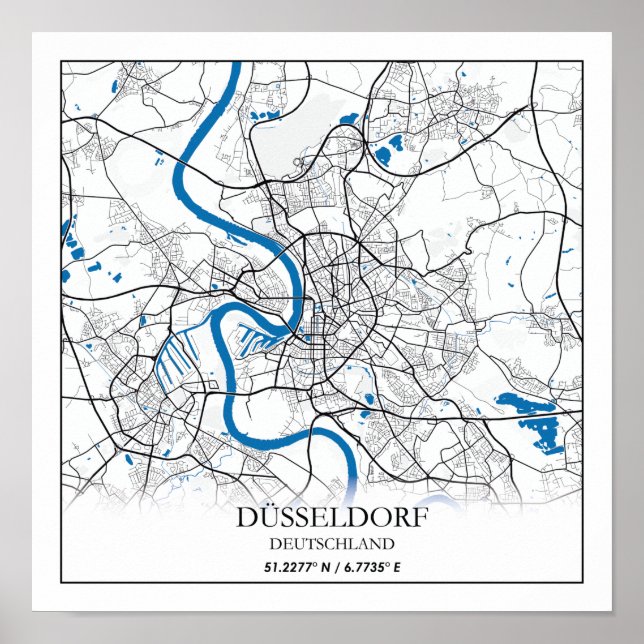 Dusseldorf Deutschland City Karta Travel Simple Poster (Framsidan)
