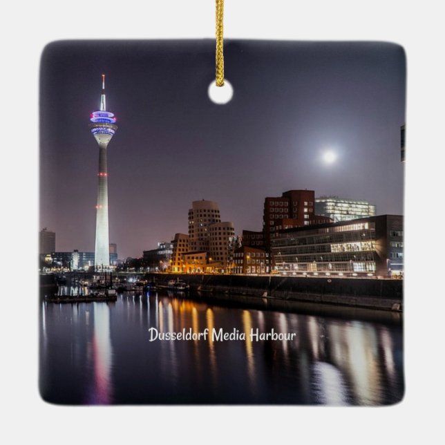 Dusseldorf, Media Harbour (märkt) Julgransprydnad Keramik (Baksida)