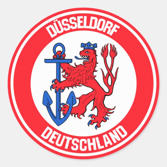 Düsseldorf Round Emblem Runt Klistermärke (Framsida)
