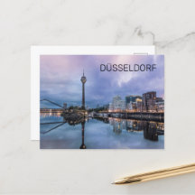 Dusseldorf Skyline Tyskland Helgdag Sunset Souveni