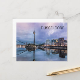 Dusseldorf Skyline Tyskland Helgdag Sunset Souveni Helg Vykort