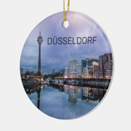 Dusseldorf Skyline Tyskland Helgdag Sunset Souveni Julgransprydnad Keramik