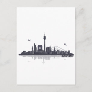 Düsseldorf Stadssilhuett Vykort