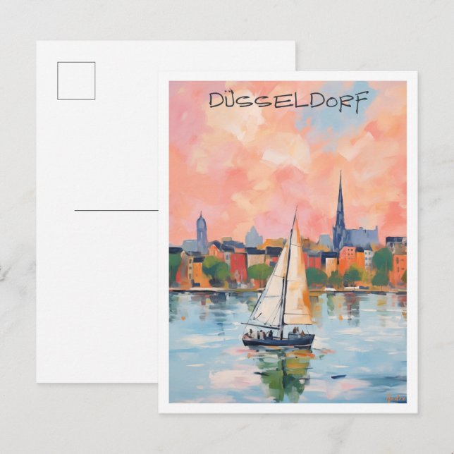 Düsseldorf Tyskland Resa Estetik Vykort (Fram/baksida)