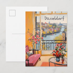 Düsseldorf Tyskland Resa Stad Måleri Estetik Vykort