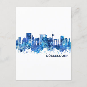 Dusseldorf Tyskland Skyline Blue Helg Vykort