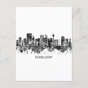 Dusseldorf Tyskland Skyline BW Helg Vykort