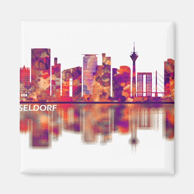 Dusseldorf Tyskland Skyline Magnet (Framsidan)