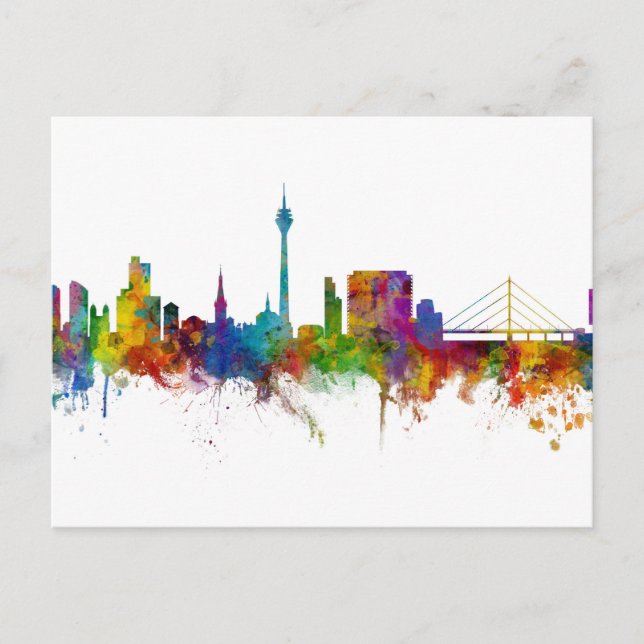 Düsseldorf Tyskland Skyline Vykort (Framsida)