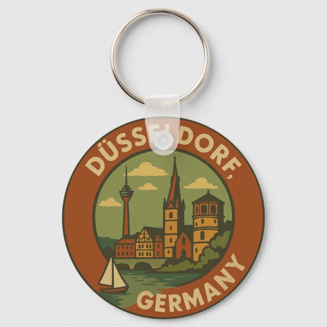 Düsseldorf Tyskland Stad Konst Nyckelring (Framsida)