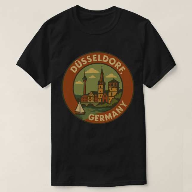 Düsseldorf Tyskland Stad Konst T Shirt (Design framsida)