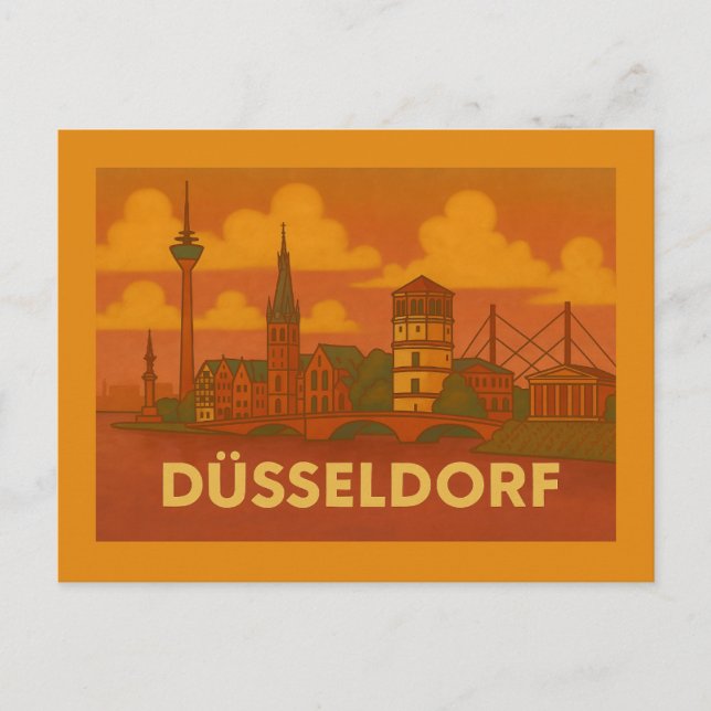 Düsseldorf Tyskland Stad Konst Vykort (Framsida)
