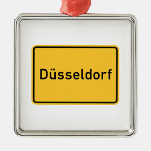Dusseldorf tysklant vägmärke julgransprydnad metall