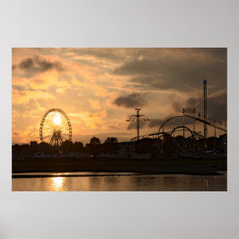 Düsseldorfer Rheinkirmes i solnedgången Poster