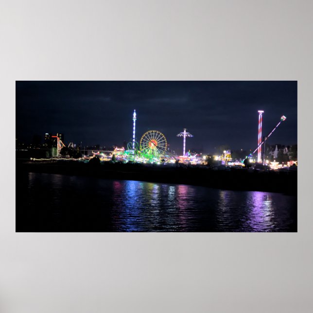 Düsseldorfer Rheinkirmes Poster nattetid (Framsidan)